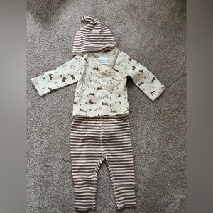 Hanna Andersson Cream and Brown Animal Print Pajama Set